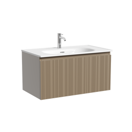 Тумба под раковину Sancos Code 80 подвесная, 1 ящик, серо-бежевая, CD80GB - фото, отзывы, цена