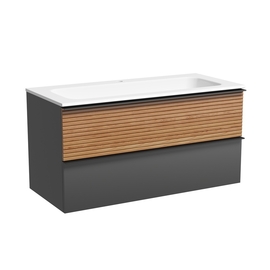 Тумба под раковину Sancos Delta 100 подвесная, 2 ящика, дуб красный/графит, DL100GR - фото, отзывы, цена