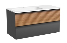 Тумба под раковину Sancos Delta 100 подвесная, 2 ящика, левая, дуб красный/графит, DL100LGR - фото, отзывы, цена