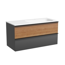 Тумба под раковину Sancos Delta 100 подвесная, 2 ящика, правая, дуб красный/графит, DL100RGR - фото, отзывы, цена