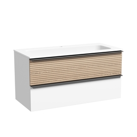 Тумба под раковину Sancos Delta 100 подвесная, 2 ящика, дуб светлый/белый, DL100W - фото, отзывы, цена