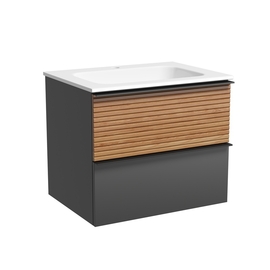 Тумба под раковину Sancos Delta 60 подвесная, 2 ящика, дуб красный/графит, DL60GR - фото, отзывы, цена