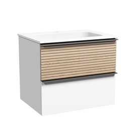 Тумба под раковину Sancos Delta 60 подвесная, 2 ящика, дуб светлый/белый, DL60W - фото, отзывы, цена