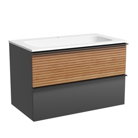 Тумба под раковину Sancos Delta 80 подвесная, 2 ящика, дуб красный/графит, DL80GR - фото, отзывы, цена
