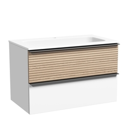 Тумба под раковину Sancos Delta 80 подвесная, 2 ящика, дуб светлый/белый, DL80W - фото, отзывы, цена