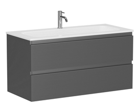 Тумба под раковину Sancos Folk 100 подвесная, 2 ящика, Grey soft, FL100GS - фото, отзывы, цена