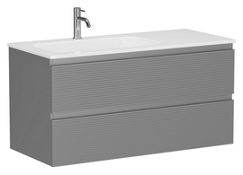 Тумба под раковину Sancos Folk 100 подвесная, левая, 2 ящика, Ergraut soft, FL100LES - фото, отзывы, цена