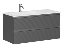 Тумба под раковину Sancos Folk 100 подвесная, левая, 2 ящика, Grey soft, FL100LGS - фото, отзывы, цена