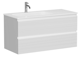 Тумба под раковину Sancos Folk 100 подвесная, левая, 2 ящика, Bianco, FL100LW - фото, отзывы, цена