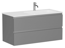 Тумба под раковину Sancos Folk 100 подвесная, правая, 2 ящика, Ergraut soft, FL100RES - фото, отзывы, цена