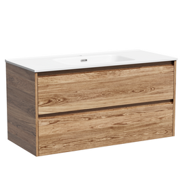 Тумба под раковину Sancos Libra 100 подвесная, 2 ящика, дуб чарльстон, LB100ECH - фото, отзывы, цена