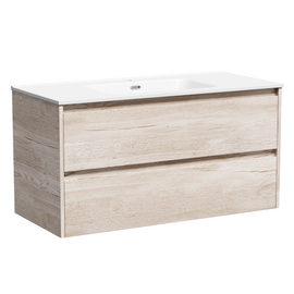 Тумба под раковину Sancos Libra 100 подвесная, 2 ящика, дуб галифакс натуральный, LB100EG - фото, отзывы, цена