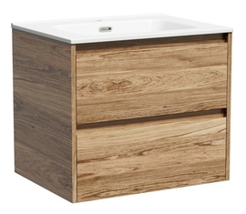 Тумба под раковину Sancos Libra 60 подвесная, 2 ящика, дуб чарльстон, LB60ECH - фото, отзывы, цена