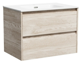 Тумба под раковину Sancos Libra 70 подвесная, 2 ящика, дуб галифакс натуральный, LB70EG - фото, отзывы, цена