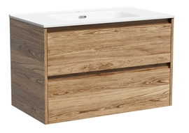 Тумба под раковину Sancos Libra 80 подвесная, 2 ящика, дуб чарльстон, LB80ECH - фото, отзывы, цена