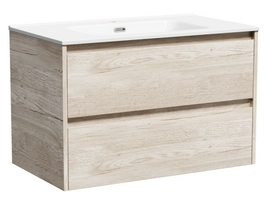 Тумба под раковину Sancos Libra 80 подвесная, 2 ящика, дуб галифакс натуральный, LB80EG - фото, отзывы, цена