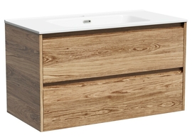 Тумба под раковину Sancos Libra 90 подвесная, 2 ящика, дуб чарльстон, LB90ECH - фото, отзывы, цена