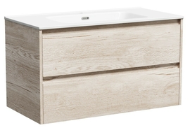 Тумба под раковину Sancos Libra 90 подвесная, 2 ящика, дуб галифакс натуральный, LB90EG - фото, отзывы, цена