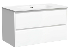 Тумба под раковину Sancos Libra 90 подвесная, 2 ящика, белый глянец, LB90W - фото, отзывы, цена