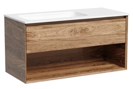 Тумба под раковину Sancos Marmi 1.0 100 подвесная, левая, 1 ящик, дуб чарльстон, MR1.0100LECH - фото, отзывы, цена