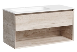 Тумба под раковину Sancos Marmi 1.0 100 подвесная, левая, 1 ящик, дуб галифакс натуральный, MR1.0100LEG - фото, отзывы, цена