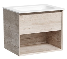 Тумба под раковину Sancos Marmi 1.0 60 подвесная, 1 ящик, дуб галифакс натуральный, MR1.060EG - фото, отзывы, цена