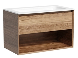 Тумба под раковину Sancos Marmi 1.0 80 подвесная, 1 ящик, дуб чарльстон, MR1.080ECH - фото, отзывы, цена