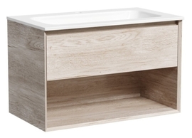 Тумба под раковину Sancos Marmi 1.0 80 подвесная, 1 ящик, дуб галифакс натуральный, MR1.080EG - фото, отзывы, цена