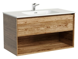 Тумба под раковину Sancos Marmi 1.0 90 подвесная, 1 ящик, дуб чарльстон, MR1.090ECH - фото, отзывы, цена