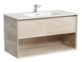 Тумба под раковину Sancos Marmi 1.0 90 подвесная, 1 ящик, дуб галифакс натуральный, MR1.090EG - фото, отзывы, цена