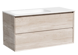 Тумба под раковину Sancos Marmi 2.0 100 подвесная, левая, 2 ящика, дуб галифакс натуральный, MR2.0100LEG - фото, отзывы, цена