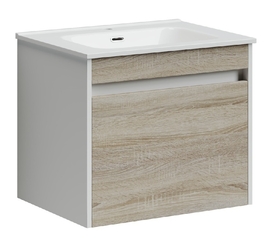 Тумба под раковину Sancos Smart 60 подвесная, 2 ящика, дуб бардолино/белый, SM60E - фото, отзывы, цена