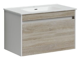 Тумба под раковину Sancos Smart 80 подвесная, 2 ящика, дуб бардолино/белый, SM80E - фото, отзывы, цена