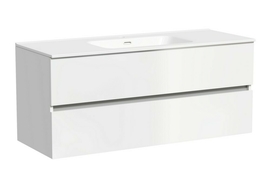 Тумба под раковину Sancos Urban 120 подвесная, 2 ящика, белый глянец, UR120-1W - фото, отзывы, цена