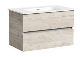 Тумба под раковину Sancos Urban 80 подвесная, 2 ящика, дуб галифакс натуральный, UR80EG - фото, отзывы, цена