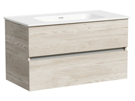 Тумба под раковину Sancos Urban 90 подвесная, 2 ящика, дуб галифакс натуральный, UR90EG - фото, отзывы, цена