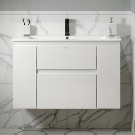 Тумба Alavann Eva 100 с раковиной Dreja Harmonia 100, белая - фото, отзывы, цена