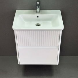 Тумба Alavann Wave 60 с раковиной Sanovit Nikson 60, белая - фото, отзывы, цена
