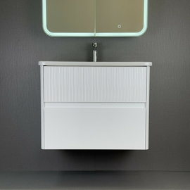 Тумба Alavann Wave 80 с раковиной Sanovit Nikson 80, белая - фото, отзывы, цена