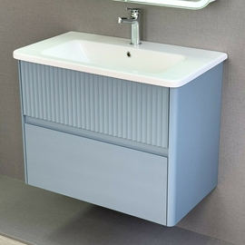 Тумба Alavann Wave 80 с раковиной Sanovit Nikson 80, голубой деним - фото, отзывы, цена