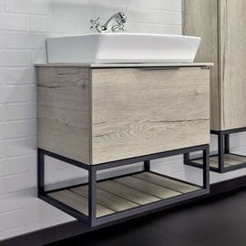 Тумба c раковиной Comforty Порто-60 дуб дымчатый с белой столешницей - фото, отзывы, цена