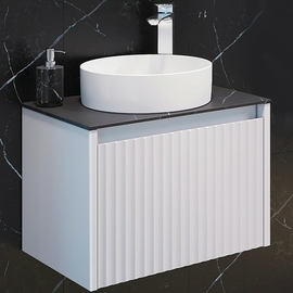 Тумба c раковиной Comforty Марсель-60 белый матовый со столешницей под мрамор Калакатта Блэк - фото, отзывы, цена