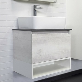 Тумба c раковиной Comforty Прага-60 дуб белый с графитовой столешницей - фото, отзывы, цена