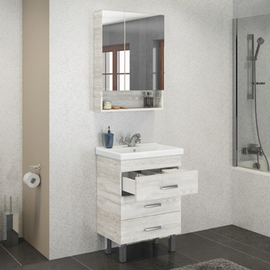 Тумба Comforty Никосия-60Н дуб белый с раковиной Fest 60 F01 - фото, отзывы, цена