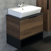 Тумба Comforty Штутгарт-60 дуб тёмно-коричневый с черной столешницей c раковиной COMFORTY 9055RA-50 - фото, отзывы, цена