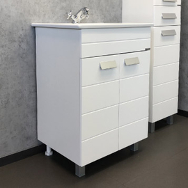 Тумба Comforty Модена М-60 белая с раковиной Quadro 60 - фото, отзывы, цена