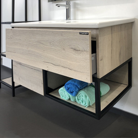 Тумба Comforty Мальме 90 дуб дымчатый с раковиной Comforty 9090EL - фото, отзывы, цена