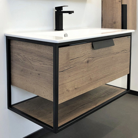 Тумба Comforty Бонн 90 дуб темный с раковиной Quadro 90 - фото, отзывы, цена
