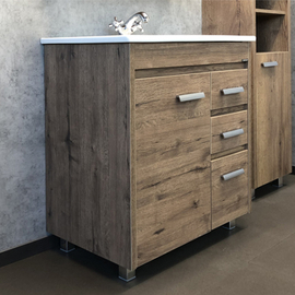 Тумба Comforty Марио-75 дуб темный с раковиной Quadro 75 - фото, отзывы, цена