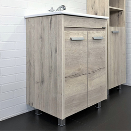 Тумба Comforty Марио 60 Дуб дымчатый с раковиной Quadro 60 - фото, отзывы, цена